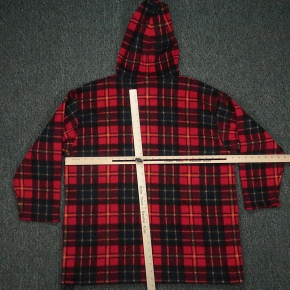 Lauren Ralph Lauren Hoodie Womens Large Red Plaid Oversized Flannel Sweater - Picture 7 of 9